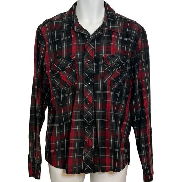 LOP Ocean Pacific Plaid Long Sleeve Button Down. Size Large - Picture 1 of 5